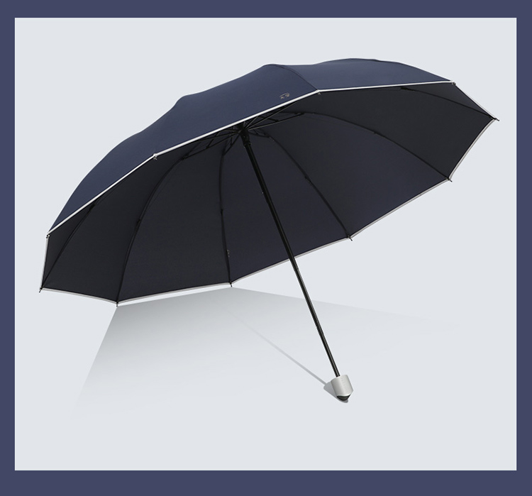 Paradise Umbrella Men's/Women's Three-Fold All-Steel Large Double Business Umbrella with Reflective Strips Rock Blue 16