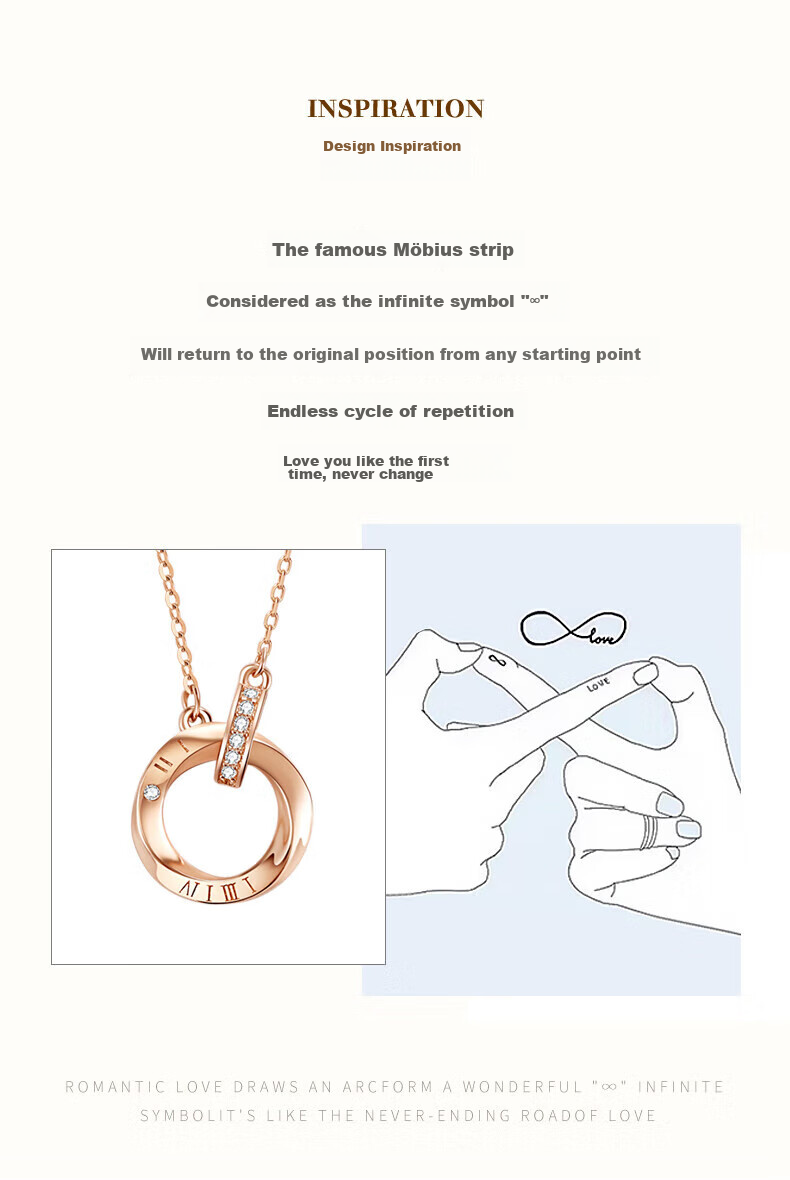 GLTEN Mobius Ring 999 Pure Silver Necklace, Women's Jewelry, Birthday Gift, Light Luxury Niche Pendant, for Girlfriend Or Wife 2