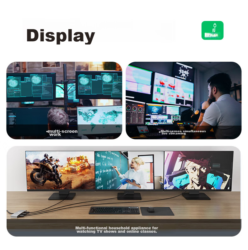 BIAZE DP to HDMI One-To Converter Docking Station, 4K 60Hz, Supports Multi-Screen Extension And Copying Function, for Desktop Graphics Card, Laptop, TV, Monitor 15