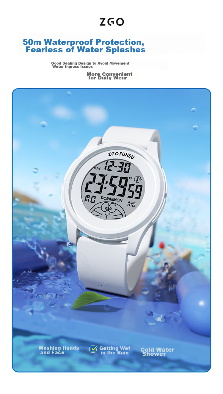 ZGO Doraemon Children's Electronic Watch for Boys, Middle And Elementary School Students, Teenagers, Time-Telling Watch, Birthday Gift 8555 9