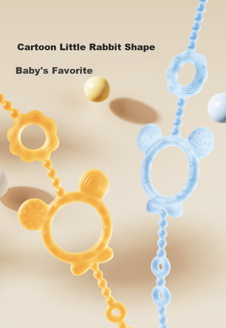 DOCTOR MA Baby Teether Anti-Drop Chain, Infant Toy Chain, Silicone Nipple Chain, Anti-Lost Cord, Bear Nano Silver Color 6