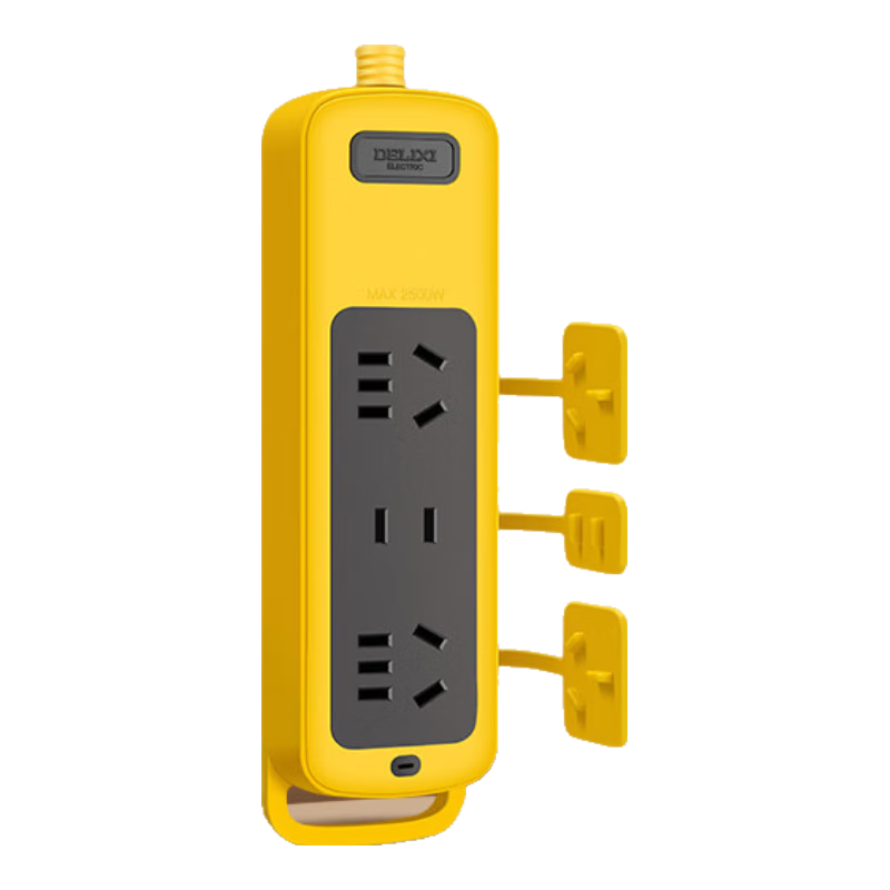 DELIXI Engineering Socket/power Strip/engineering Drop-Resistant Power Strip/power Bar/power Strip Board, Wireless, 3 Outlets with Dust Cover, No Switch