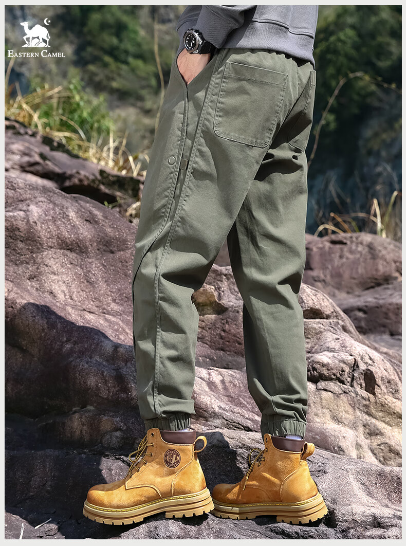 EASTERN CAMEL Casual Pants for Men, Spring And Summer Outdoor Sports Versatile Casual Tapered Cargo Pants Long Trousers, Khaki, L 9