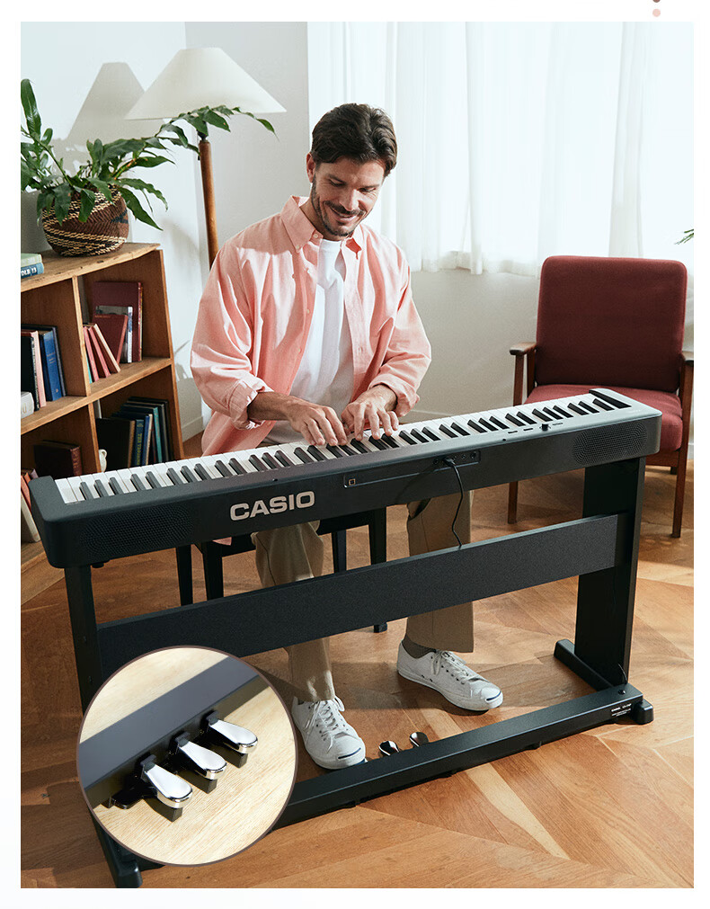 Casio Digital Piano EPS130 Red Electronic Digital Piano with 88 Weighted Keys, Beginner Standalone Unit, Wooden Piano Stand, Gift Package 5