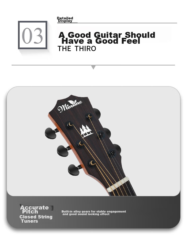 Minsine 38-Inch Natural Wood Color Matte Travel Guitar for Students, Beginners, Folk Guitar, Small Guitar for Men And Wome 8