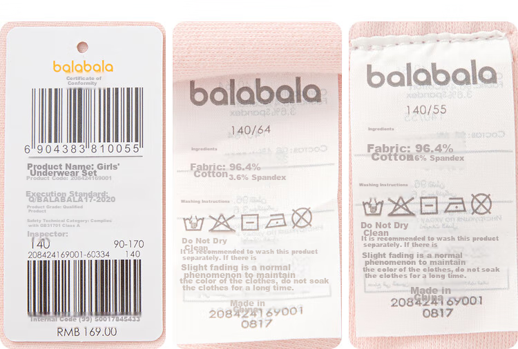 BALABALA Girls' Autumn And Winter Thermal Underwear Set, Thick Warm Base Layer Sleepwear for Children And Toddlers, 208424169001 24