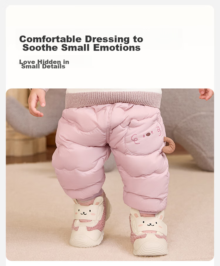BALABALA Baby down Pants, High-Waist Tummy Protection Long Pants for Boys And Girls, Winter Wear 2025 New Style Warm Fashionable Joggers 11