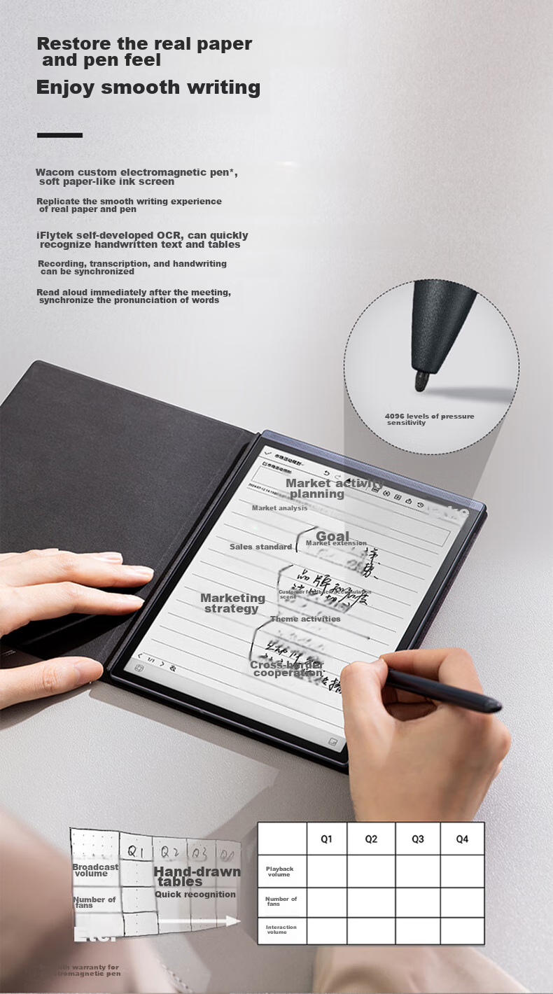 IFLYTEK Smart Office Notebook Air 2 Pro, Starlight Gold-Ink Blue, 8.2-Inch E-Reader with E-Ink Screen, Tablet Computer, E-Paper Notebook, Voice-To Functio 4