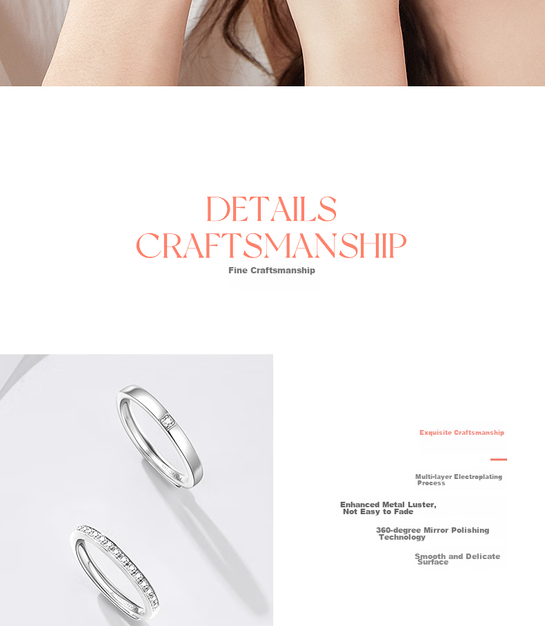 FanciFanci Beautiful Couple Rings 925 Silver Adjustable Birthday Anniversary Gift for Girlfriend 12