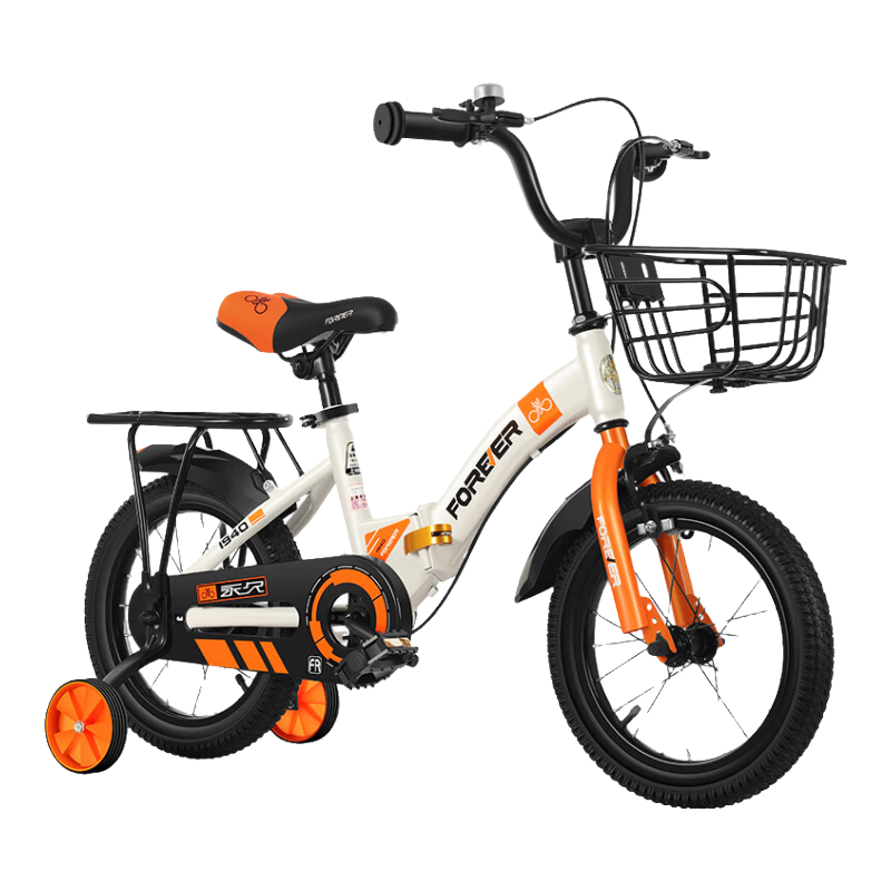 FOREVER Children's Bicycle, Boys And Girls Model, Foldable Pedal Bike for Kids, with Training Wheels, 18-Inch White, Suitable for Ages 4-6