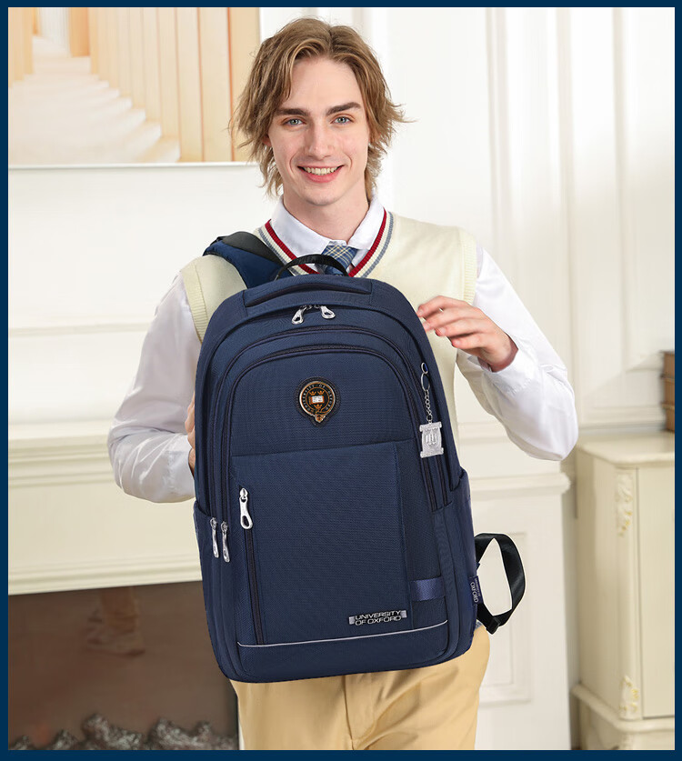UNIVERSITY OF OXFORD Backpack for Male And Female Middle School Students, High School Students, Lightweight Travel Backpack X1074 Black 4