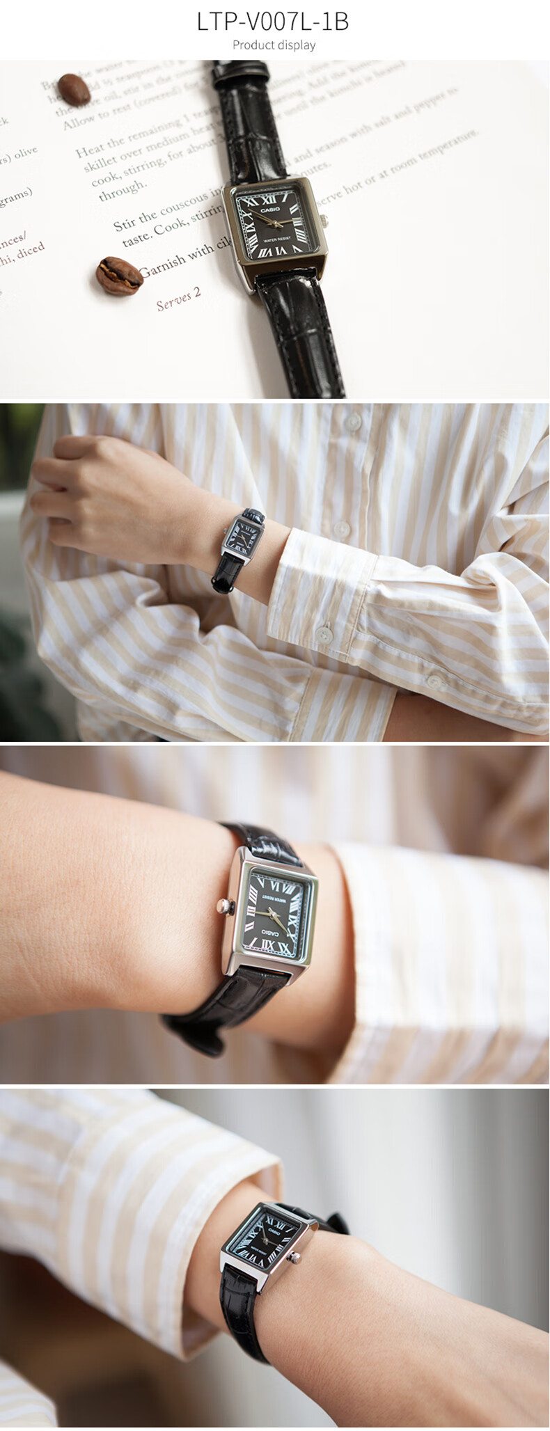 CASIO Women's Small Square Vintage Quartz Watch for Students LTP-V007L-7B1 29