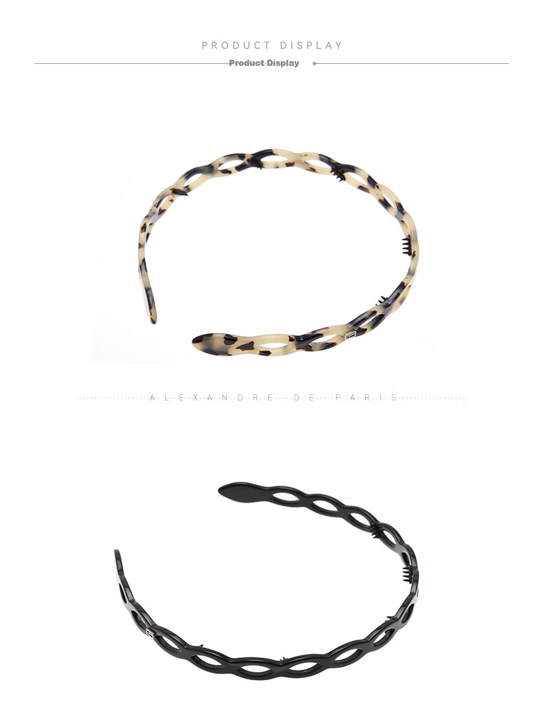 ALEXANDRE DE PARIS Mid-Autumn Festival Gift Simple Headband Romantic Hollow-Out Hairband Fashionable Versatile Hair Accessory 1573 E Dark Brow 9