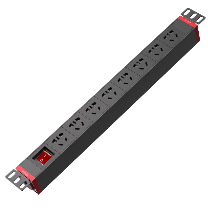 DELIXI Aluminum Alloy PDU Cabinet Desktop Gaming Power Strip/power Bar/power Outlet Strip/power Extension Cord, 8 Outlets with Master Switch, Total Length 3 Meters