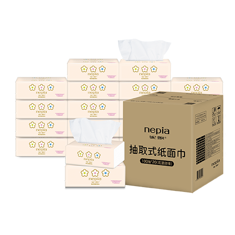 Nepia Floral Delight Facial Tissue 3-Ply 100 Sheets * 20 Packs Household Napkins Bulk Box