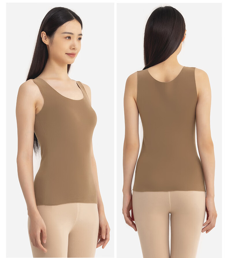 Yiershuang [Cashmere Silk Fleece Lined] Autumn Winter Warm Vest Women's Seamless Cut Thermal Underwear 13