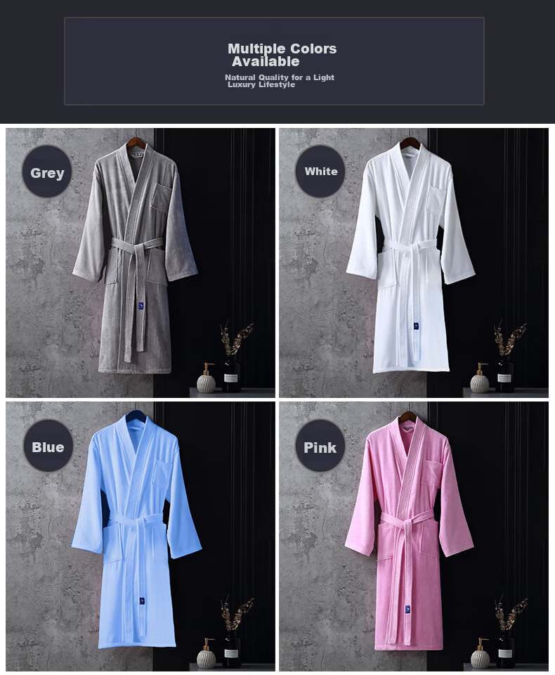 Zhuyibai Bathrobe, Pure Cotton Thick Terry Cloth Bath Towel Fabric, Unisex Sleepwear Robe, White, Size L 5