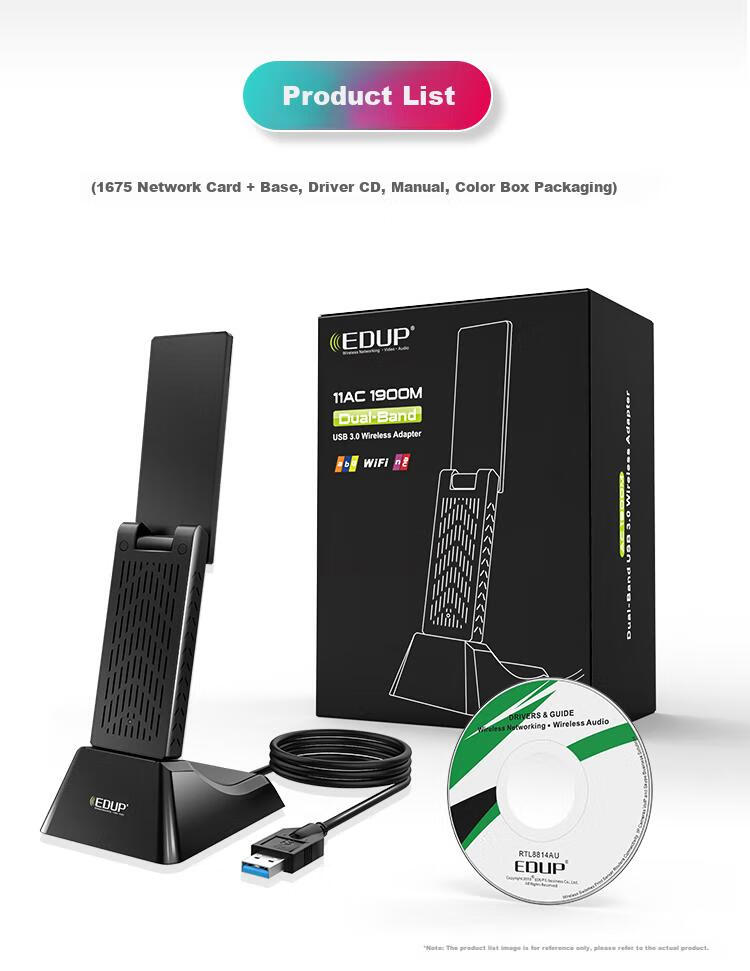 EDUP 1900Mbps High-Power Gaming USB3.0 Dual-Band Wireless Network Adapter - Night Eagle Signal Booster Desktop Computer Laptop WIFI Receiver EP-AC1675 15