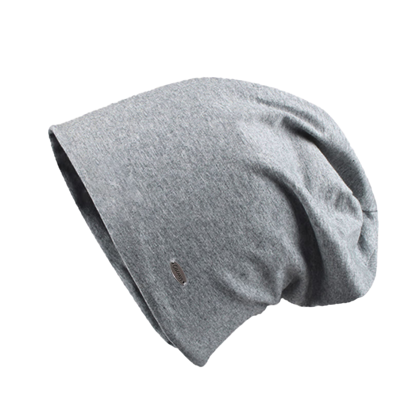 CACUSS Women's Postpartum Hat, Spring And Autumn Cotton Sleep Cap, Thin Head Wrap, Slouchy Cold Cap, Gray Medium