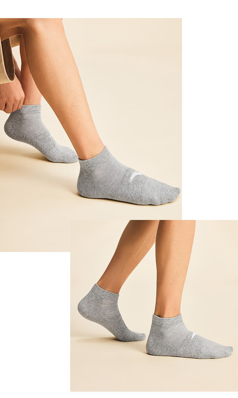 Anta Socks [3 Pairs] Sports Short Socks Comfortable Antibacterial Sweat-Absorbing Breathable Running Basketball Socks Unisex 18