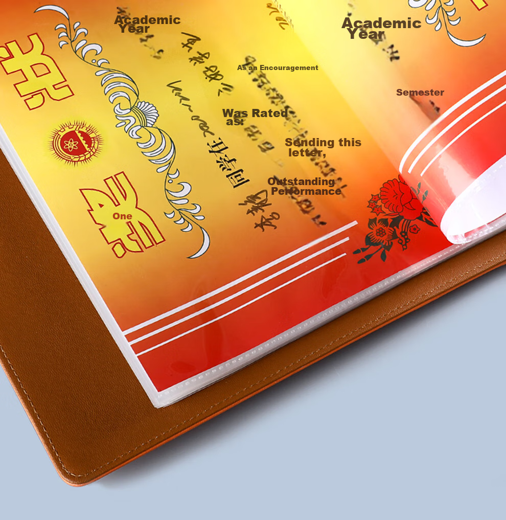 Faramon Certificate Collection Folder A4 Honor Certificate Leather Multi-Functional Storage Student File Folder Album Large Children's Collection Folder Leather - Orange A4*40 Sheets 8