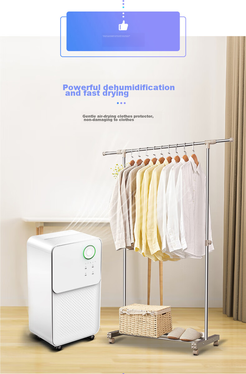 Eurgeen Dehumidifier, 12L/Day Dehumidification Capacity, 36dB Quiet Operation, Home Bedroom Clothes Dryer And Moisture Absorber, Basement Drying Machine OJ-128E 8