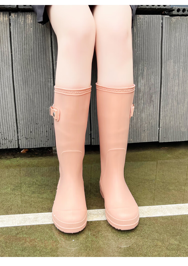 Huili Women's Tall Rain Boots, Fashionable Outdoor Waterproof Wear-Resistant Rubber Shoes, Water Shoes, Water Boots, 73-1 Khaki, Size 37 9