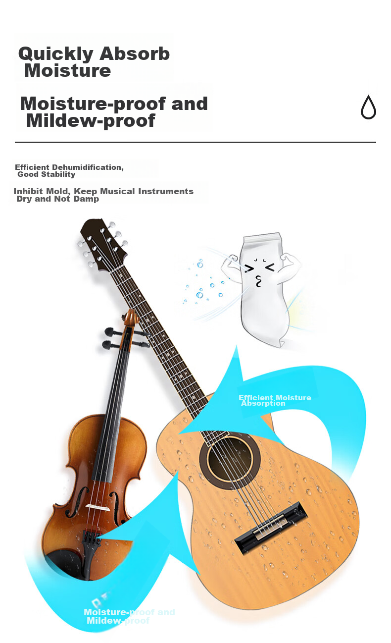 Maneryuepu Guitar Desiccant, Piano Ukulele Violin Dehumidifier, Guzheng Wooden Instrument Dehumidifying Pack 4