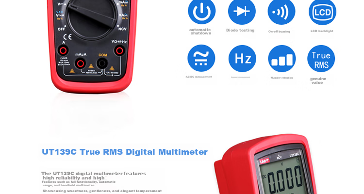 UNI-T UT136C+, Auto-Ranging Digital Multimeter, Universal Meter, Electrician's Meter for Home Use, High Precision, Backlit with Temperature Measurement Functio 5