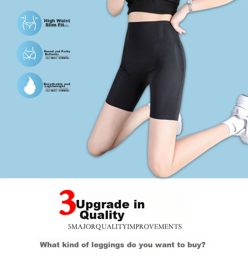LangSha High-Waisted Tummy Control And Butt-Lifting Shorts for Women, Thin Seamless Shark-Shaped Floating Safety Shorts, Knee-Length Undershorts 8
