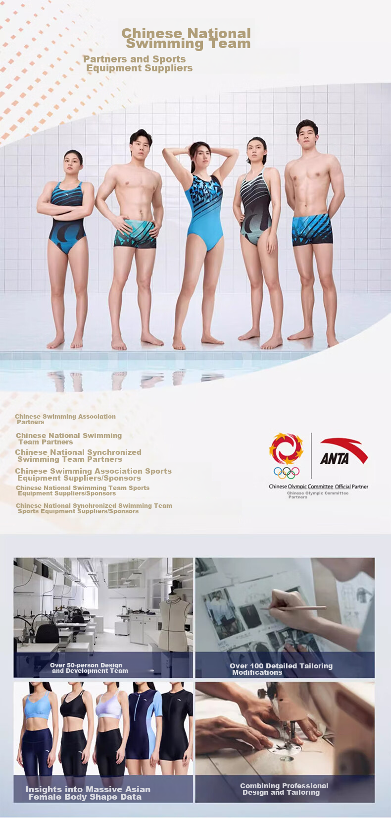 ANTA Slim Waist One-Piece Swimsuit for Women, New Style Swimming Boyshorts, Conservative Slimming Hot Spring Resort Swimwear, Gray Blue XL 1