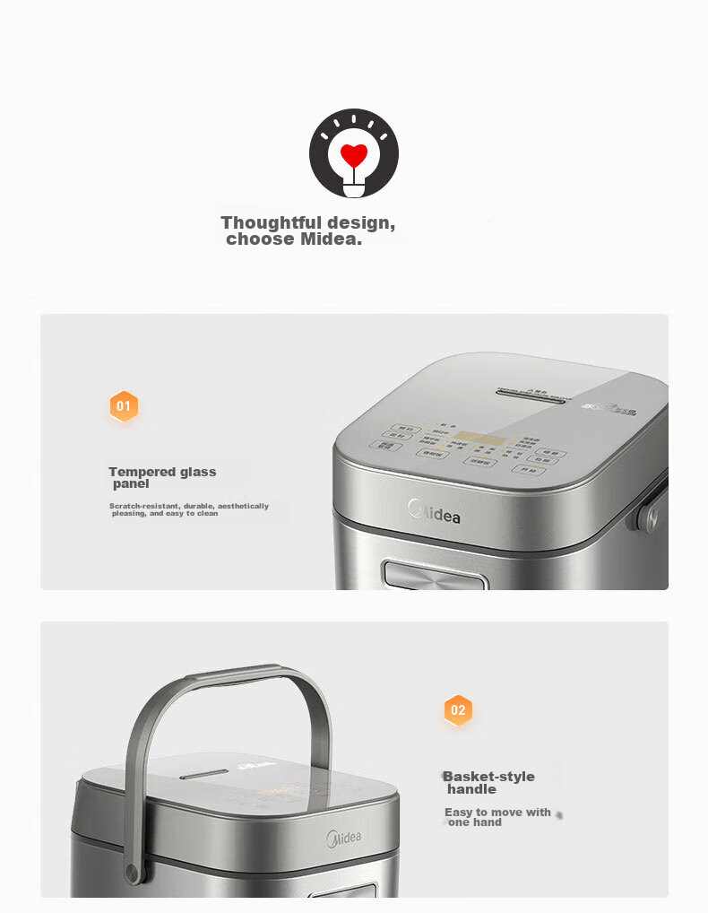 Midea Pure Titanium, Zero Coating, Low Sugar, 3L Rice Cooker, Home Use, Small Size for 2-3 People, Chiyama IH Dual Heating Source, Heats up Xiaomi Porridge, Titanium Pot CFB3066T 32