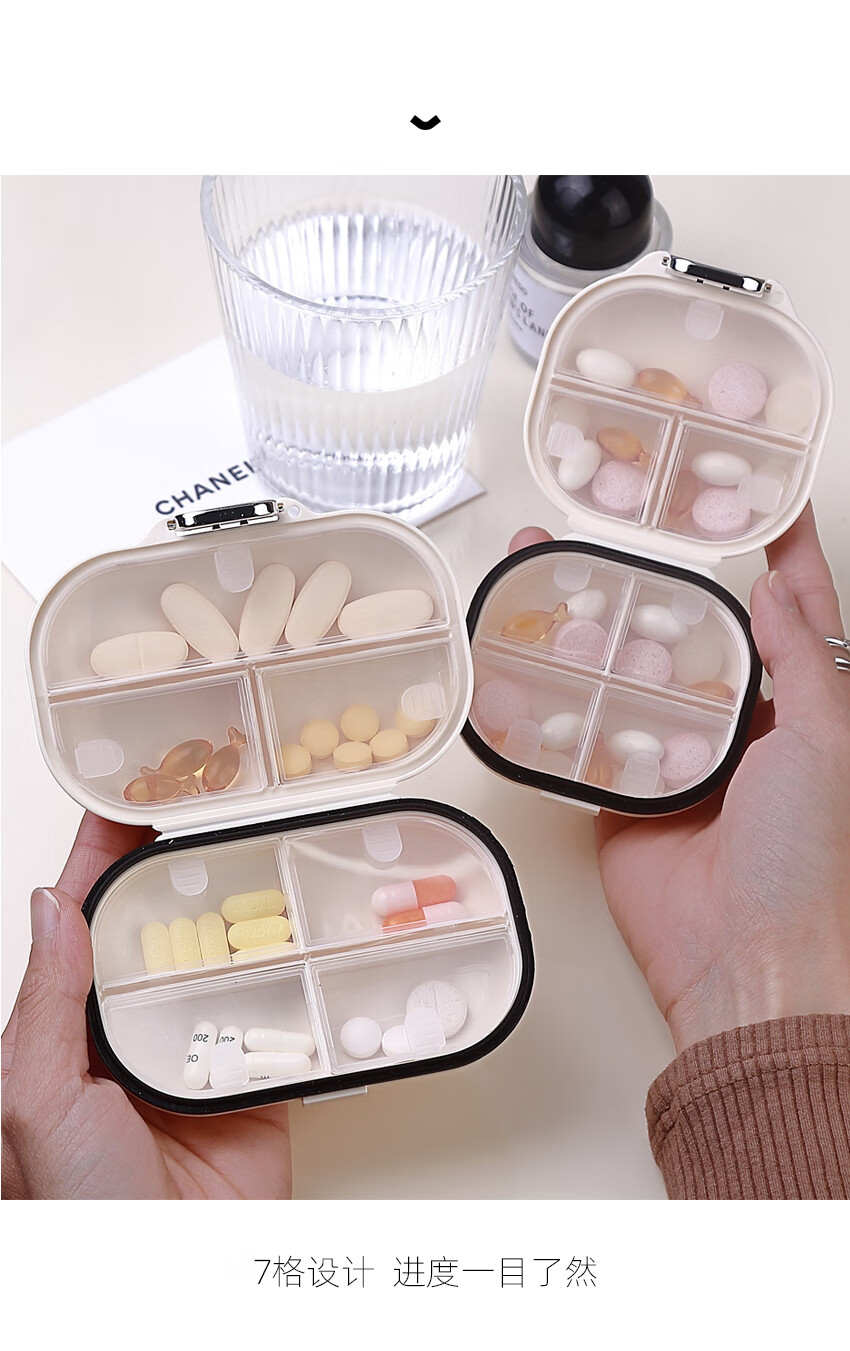 Daisy Leaf Portable Pill Organizer Box, Weekly Seven-Day Pill Reminder Dispenser for Elderly Medicatio 3