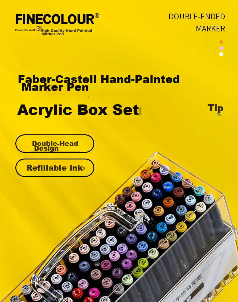 FINECOLOUR 5th Generation Alcohol-Based Double-Ended Markers, 12 Colors with Transparent Pen Case Set, Art Sketching Watercolor Pens for Drawing 1