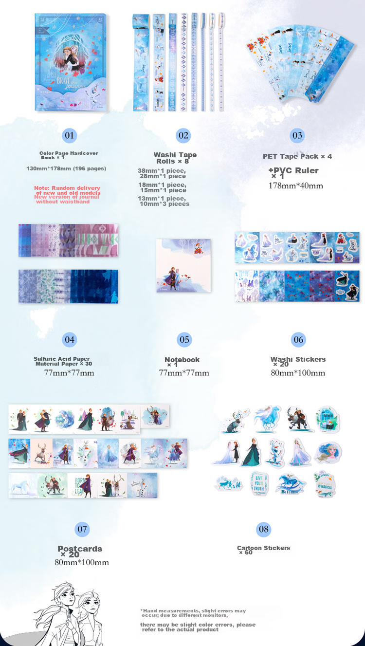 Disney Stationery Notebook, Journal, Gift Box, High-Quality Notebook, Children's Birthday Gift, Elsa Princess Light Blue, for Girls Aged 10-12 11