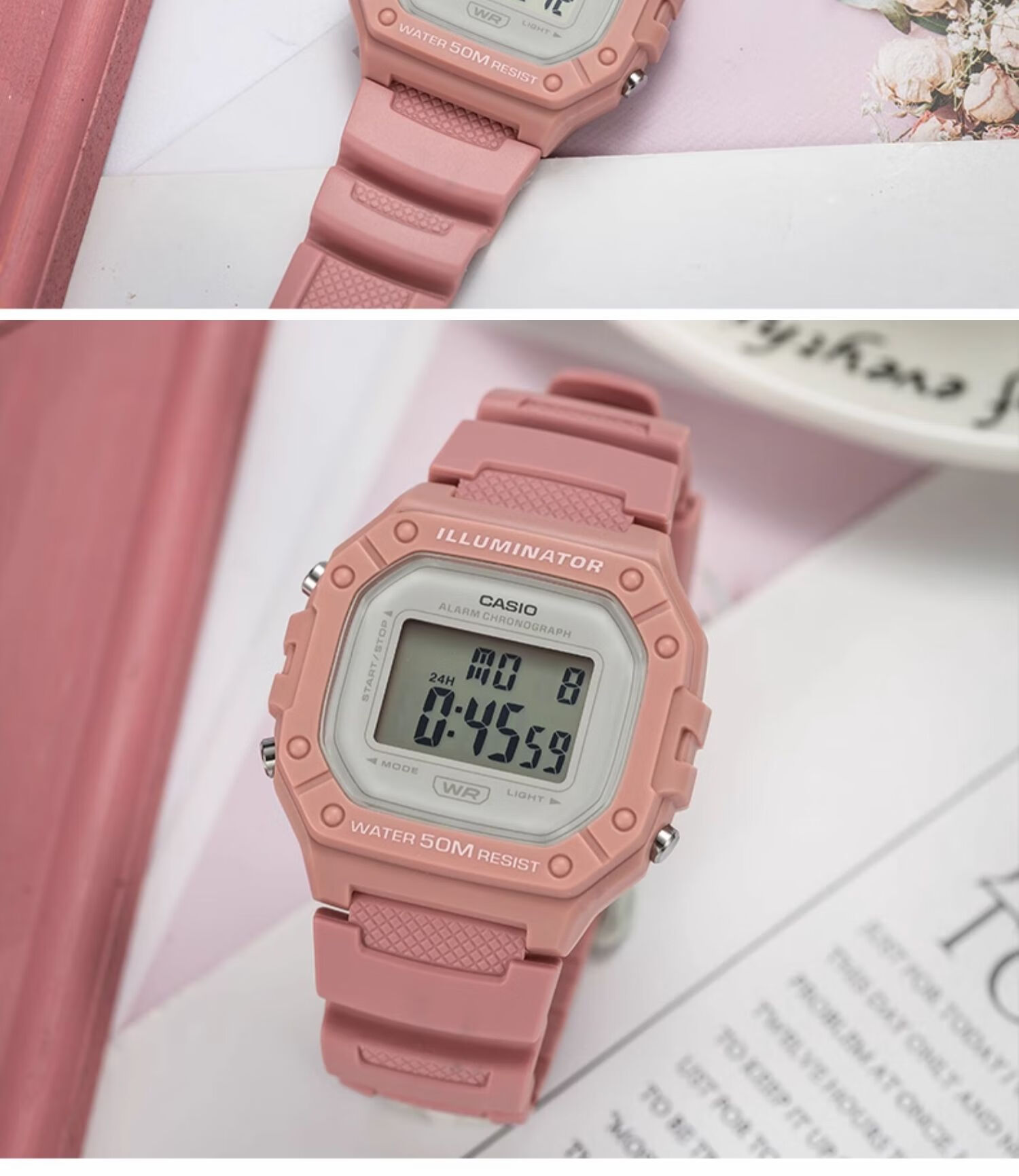 Casio Watch, Retro Small Square Design, Water-Resistant, Student Sports Digital Watch, Electronic Watch for Men And Women, Gift, W-218HC 11