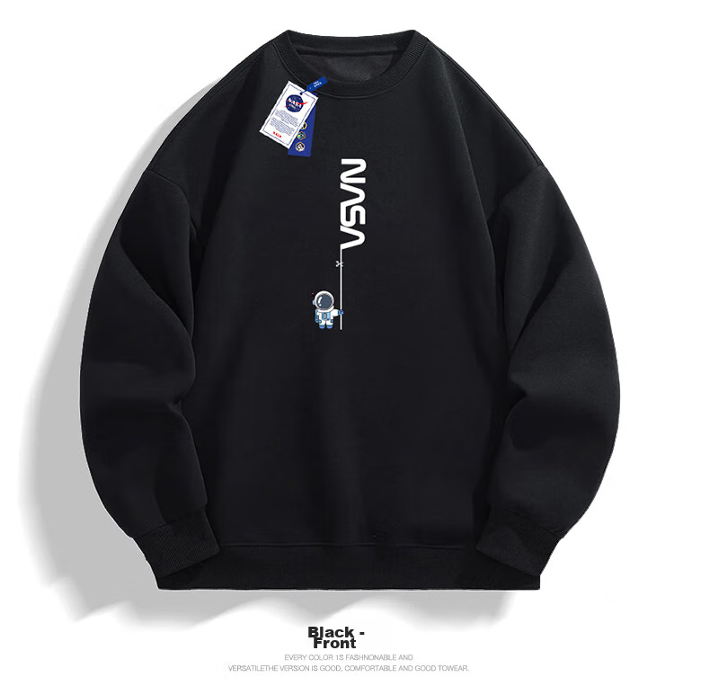 NASA GISS Sweatshirt, Men's Spring And Autumn Casual Long-Sleeve T-Shirt, Youth Base Layer Top, Black, XL 19