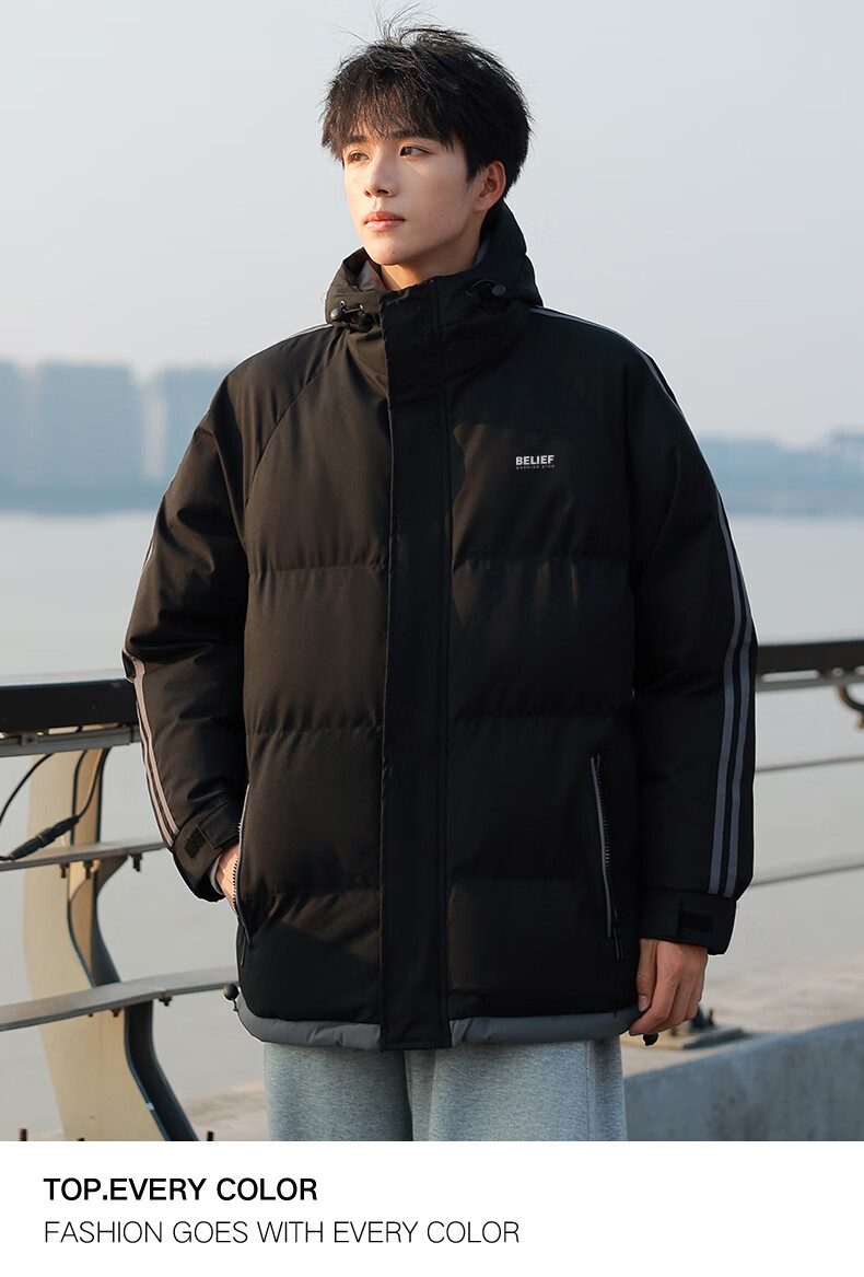 Huili Cotton Jacket Winter Men's Thickened Padded Coat, New Year Battle Robe, Hooded Puffer Jacket, Warm Cotton Clothing 22