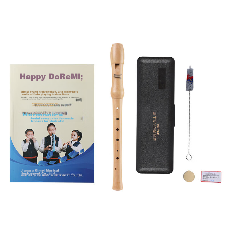 Qimei 8-Hole Wooden Flute, German-Style Eight-Hole Wooden Vertical Flute, Classroom Instrument, Resin Case Packaging, with Teaching Materials