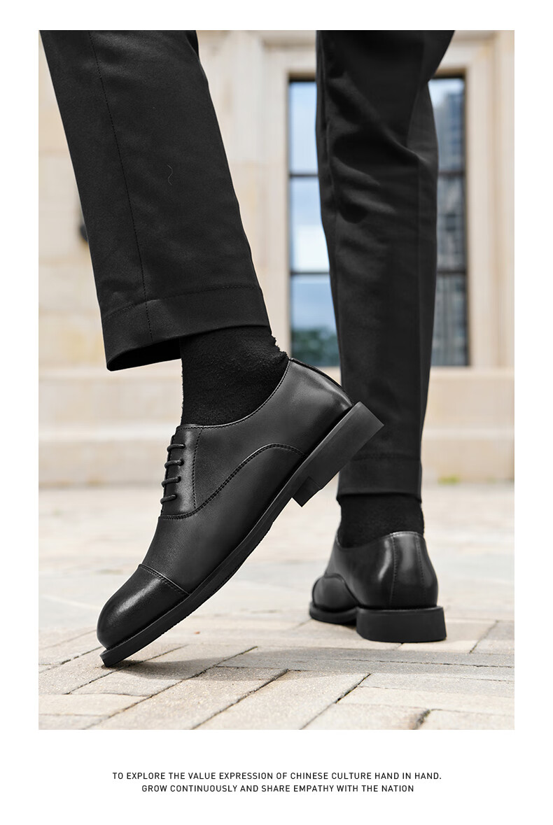 HLA Men's Business Formal Casual Comfortable Lightweight Lace-up Oxford Shoes HAAPXM2EAV106 Black Size 38 8