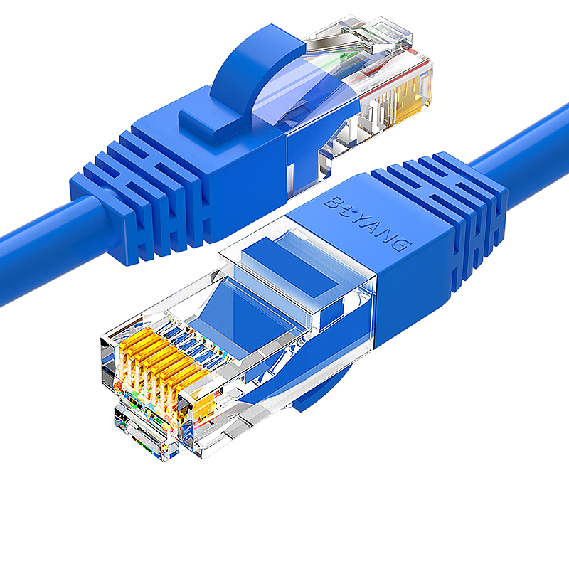 BOYANG Cat6 Network Patch Cable, Unshielded Gigabit Patch Cord, CAT6 (24AWG) Oxygen-Free Copper Twisted Pair, 2 Meters, Blue, POE Powered Engineering Cable, BY-602B