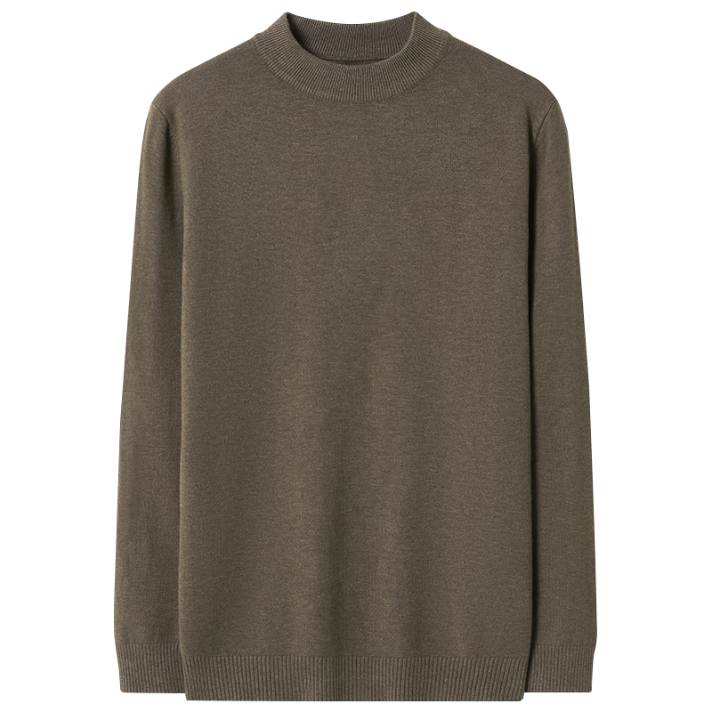 MARKLESS Men's Sweater, Autumn And Winter Warm, Semi-Turtleneck Knit Pullover, Casual Inner Layer Base Shirt 0710, Latte Brown, L
