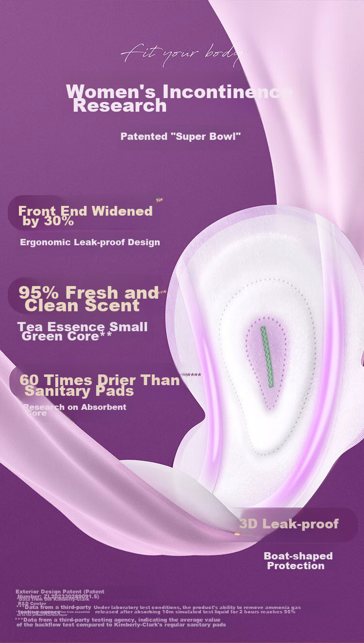 POISE Women's Incontinence Absorbent Pads, 160mm*24 Pieces, Adult Diapers, Sanitary Pads, Urine Barrier Pads, Odor-Free, Leak-Proof 4