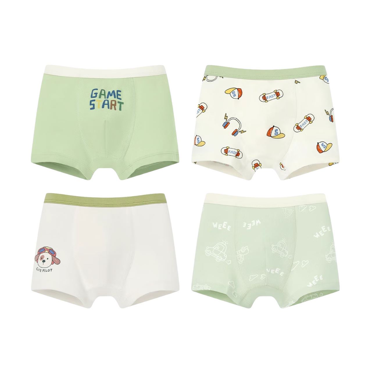 Niduoxiong Boys' Cotton Underwear, Baby Boy Boxer Briefs, Children's Shorts, Antibacterial, 4-Pack