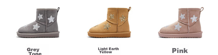 BALABALA Children's Snow Boots, Girls' Fleece-Lined Mid-Calf Boots, Winter Boots, Non-Slip Cotton Boots 10