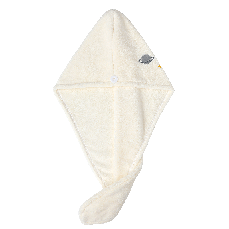 Grace Embroidered Quick-Dry Hair Towel, Cute, Soft, Highly Absorbent, Head Wrap for Women, Beige