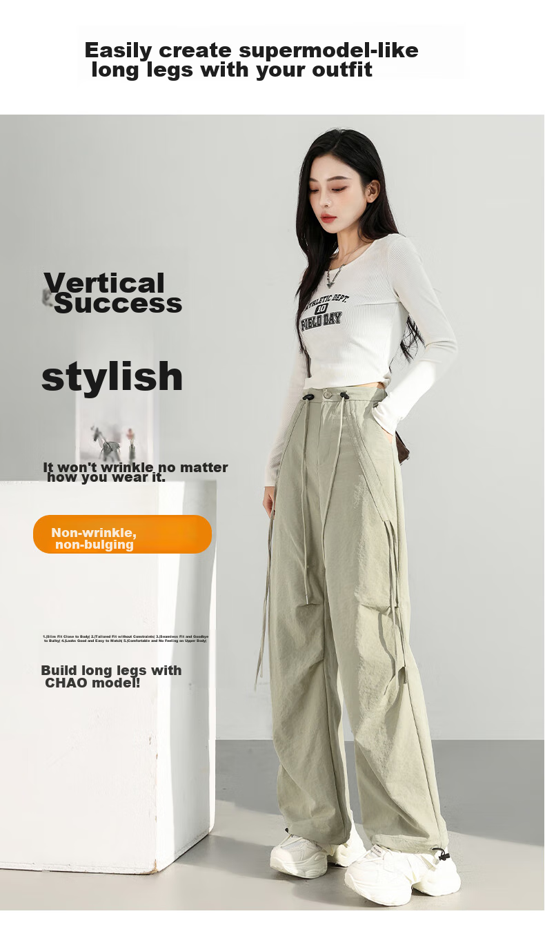 FitonTon Parachute Cargo Pants for Women, Autumn/winter 2025 Hiking Sports Pants, High-Waisted Slimming Two-Way Wide-Leg Casual Pants for Wome 2