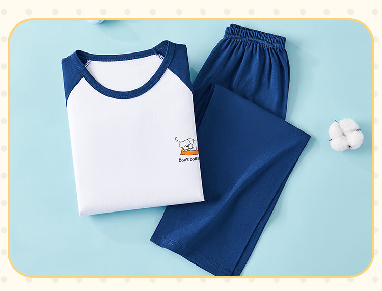 LangSha Children's Pajamas for Boys, Big Kids All-Season Pure Cotton Round Neck Loungewear, Baby Long-Sleeve Set Suitable for Outdoor Wear, Size 140 13
