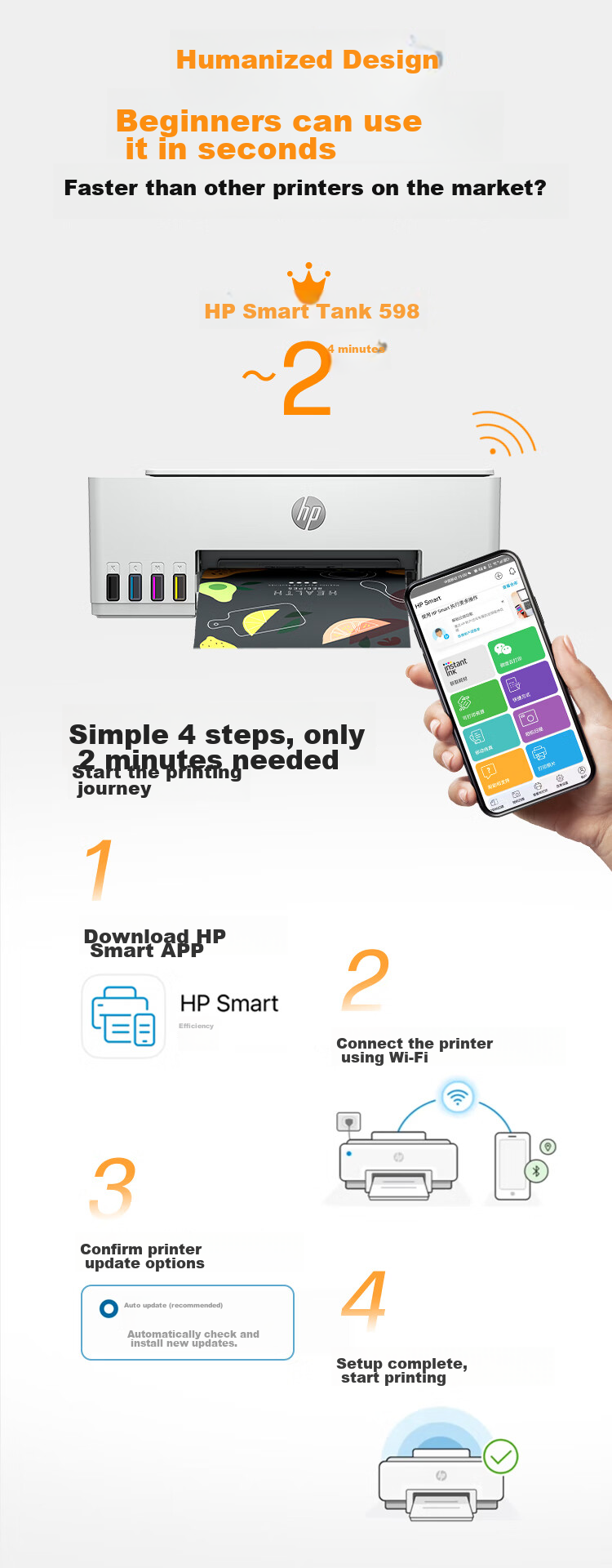 HP 538 Color Wireless Continuous Ink Supply High-Capacity Multifunction Home Inkjet Printer with Automatic Document Feeder, Family Printing (Print, Copy, Scan) 9