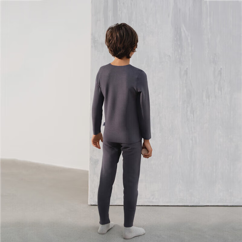 AIMER KIDS Little Heater [Thick Warm] Boys Thermal Underwear Set Carbon Black 160